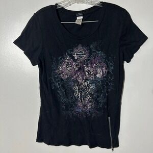 Harley Davidson Womens Black Graphic T-Shirt Grand Canyon Bellemont Arizona La